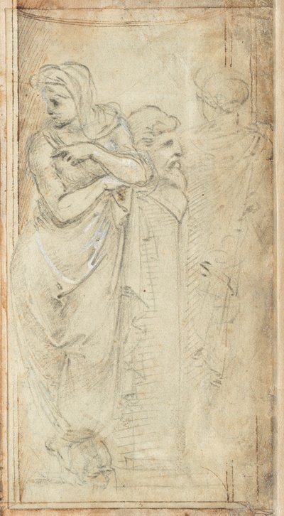 Két kendőzött nő áll a herm két oldalán alkotó: Filippino Lippi