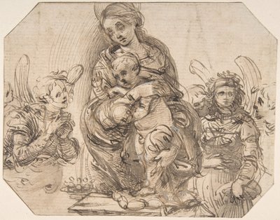 Szűz és gyermek, angyalok jelenléte, 145758-1504. alkotó: Filippino Lippi.
