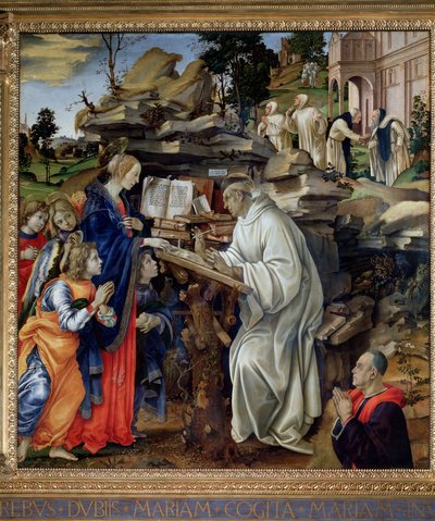 Szűz jelenése Szent Bernátnak - olaj, tábla alkotó: Filippo Lippi