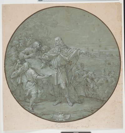 A Cosimo III megerősíti Livorno kikötőjét. Rajzolt sablon ezüsttányérhoz, az egyik úgynevezett "piatti di S. Giovanni" alkotó: Filippo Luzi