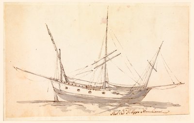 Rajz, Vitorlás hajó, 1780 körül alkotó: Filippo Marchionni