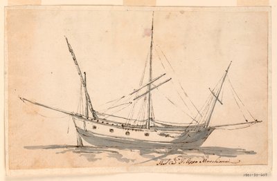 Rajz, Vitorlás hajó, 1780 körül alkotó: Filippo Marchionni