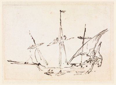 Rajz, Vitorlás hajó, 1770-1800 alkotó: Filippo Marchionni