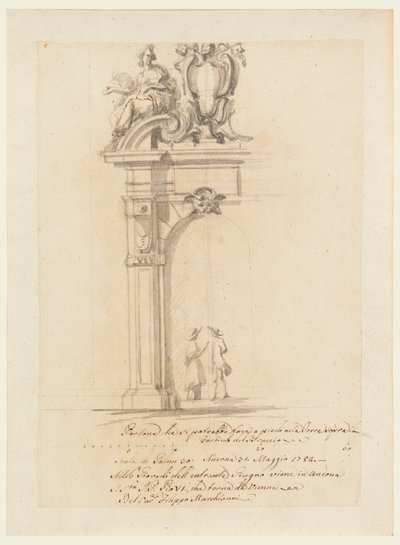 Rajz, kapu terve a Németországból hazatérő VI. Pius pápa fogadására, Ancona, 1782. május alkotó: Filippo Marchionni