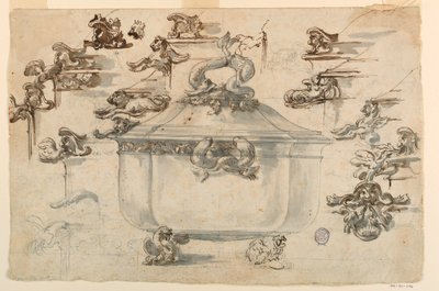 Rajz, Ezüst étkészlet tervei, 1769 alkotó: Filippo Marchionni