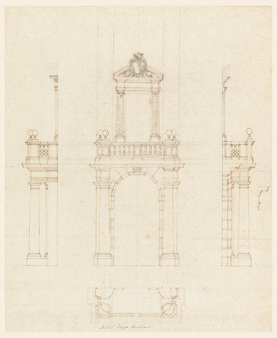Rajz, ajtótok és ajtókeret, 1750-75 alkotó: Filippo Marchionni