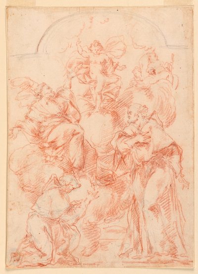 Rajz, tanulmány egy oltárképhez, Krisztus gyermekével, 1750-1800 alkotó: Filippo Marchionni