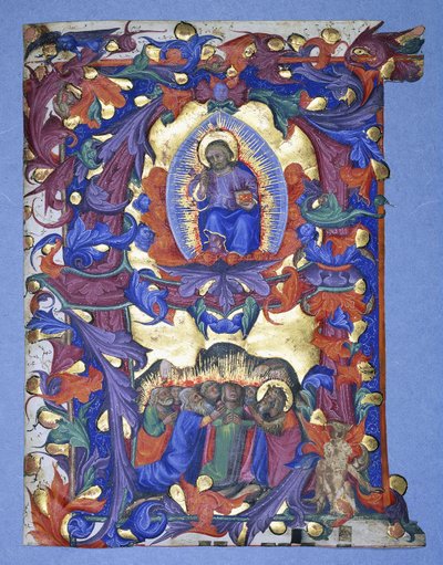 Egy nagy történeti "A" a Mennybemenetel ábrázolásával, 1450 körül alkotó: Filippo di Matteo Torelli