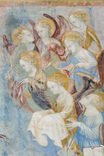 Angyalok, részlet az utolsó ítéletről, 1400 körül (3496201 részlet) alkotó: Filippolo de and Veris da Milano Veris da Milano