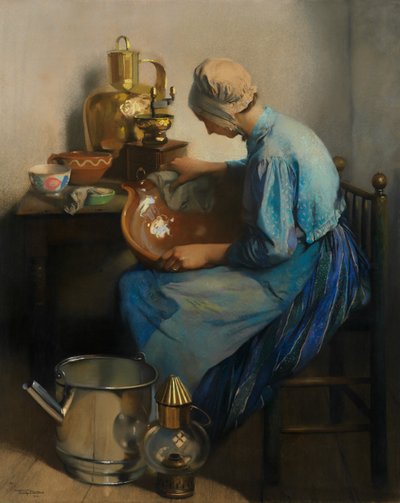 A takarítónő (olaj, vászon) alkotó: Firmin Baes