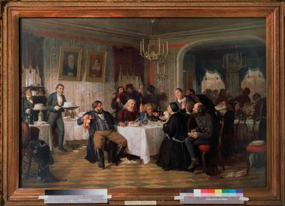 Kereskedői temetési bankett – Firs Szergejevics Zsurajev (1836-1901) festménye, olaj, vászon, 1870 körül, orosz művészet 19. század – Állami Tretyakov Galéria, Moszkva alkotó: Firs Sergeevich Zhuravlev