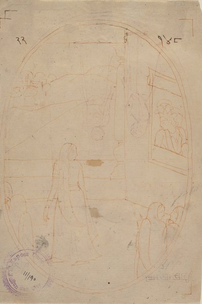Rajz illusztrációhoz a Sat Sai of Bihari Lal sorozatból: A szemek üzenete..., kb. 178 alkotó: First generation after Nainsukh