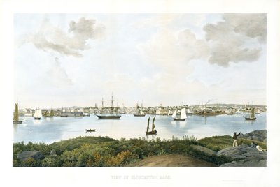 Kilátás Gloucesterre, Mass., c. 1856 (kromolitográfia) alkotó: Fitz Henry (attr.to) Lane