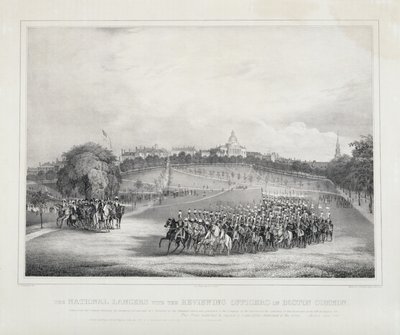 A National Lancers a felülvizsgálati tisztekkel a Boston Commonon alkotó: Fitz Henry Lane