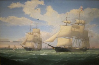 A "Winged Arrow" és a "Southern Cross" hajók a bostoni kikötőben alkotó: Fitz Henry Lane