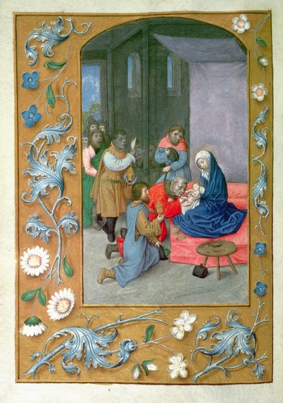 Add hozzá az 54782 f.119v Adoration of the Child című számot a Hastings Hours-ból, 1475-83 körül (vellum) alkotó: Flemish School