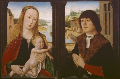 Diptichon - Szűz és gyermek és adományozó, 1490-1500 körül alkotó: Flemish School