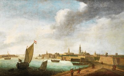 Flamand 17c Antwerpen látképe alkotó: Flemish School