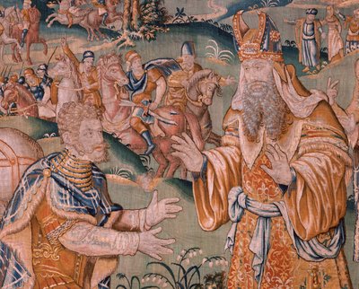Flamand kárpit. Sándor Iaddo főpap előtt (Sándor Iaddo főpap előtt). Oudenaarde műterme. 374x447 cm. Inv(830-B)4 00010. 17. század. alkotó: Flemish School