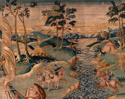 Flamand kárpit. Katonai tábor a Granikos folyó közelében. Oudenaarde műterme. 377x393 cm. Inv 83104-9 /00011. 17. század. alkotó: Flemish School