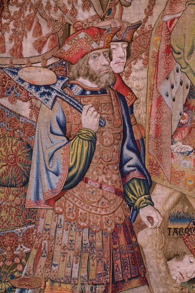 Flamand kárpit. Erkölcsi sorozat: A kitüntetések erénye (De deugd van de Honores, The Virtue of honors). Kb. 1520. Részlet alkotó: Flemish School