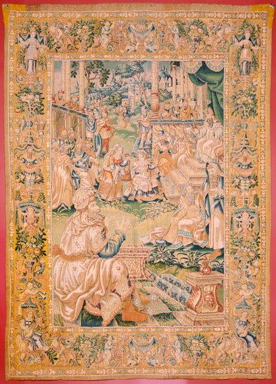 Flamand kárpit. Sorozat Judit könyve. Visszatérés Bethuliába (Regreso a Betulia). Nyolcadik kárpit a sorozatban. Gyártás Hollandia, Brüsszel(?). 16. század második fele. Szövet Gyapjú. Hely Bari Szent Miklós-templom (a múzeum megnyitása alkotó: Flemish School