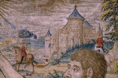 Flamand kárpit. Sorozat Keresztelő Szent János története: Krisztus megkeresztelkedése (Het doopsel van Christus). Brüsszeli műterem. 1515-1520. alkotó: Flemish School