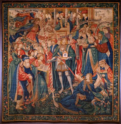 Flamand kárpit. Az idő diadala (De triomf van de Tijd, El triunfo del Tiempo). Gyapjú és selyem. 347x342 cm. Magángyűjtemény. 1504 körül. alkotó: Flemish School