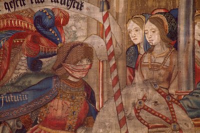 Flamand kárpit. Az idő diadala (De triomf van de Tijd, El triunfo del Tiempo). Gyapjú és selyem. 347x342 cm. Magángyűjtemény. Kb. 1504. Részlet. alkotó: Flemish School