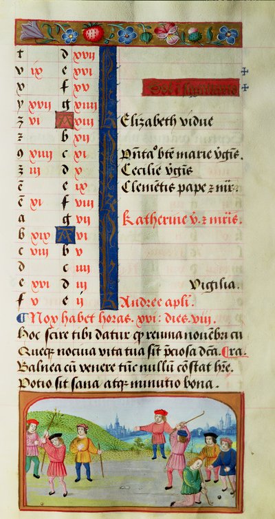 November: Game of Golf, az órák könyvéből alkotó: Flemish School