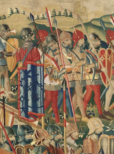 Plébániai gobelinmúzeum (Pastrana Parish Museum of Tapestries). Flamand kárpit. Leszállás Arzilában (Leszállás Arzilában, Desembarcóban és Arzilában). I. Alfonz portugál király hódításai sorozat (V. Alfonz portugál király hódításai). Verseny. Gyapjú alkotó: Flemish School