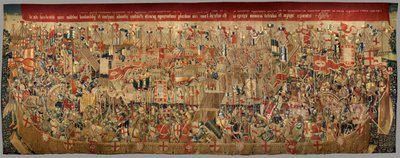 Plébániai gobelinmúzeum (Parish Museum of Pastrana Tapestries). Flamand kárpit. Asilah bekerítése (Asilah ostroma, De omsingeling van Arzila). I. Alfonz portugál király hódításai sorozat. Tournai. alkotó: Flemish School