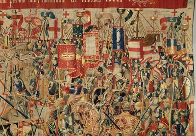 Plébániai gobelinmúzeum (Parish Museum of Pastrana Tapestries). Flamand kárpit. Take of Asilah (Take of Asilah, Assault on Asilah, De inname van Arzila). I. Alfonz portugál király hódításai sorozat. Tournai. alkotó: Flemish School