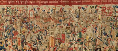 Plébániai szőttesmúzeum (Parish Museum of Tapestries of Pastrana). Flamand kárpit. Take of Arcila (Take of Arcila, Assault of Arcila, De inname van Arzila). Sorozat I. Alfonz portugál király hódításai (V. Alfonz portugál hódításai). Tournai. alkotó: Flemish School