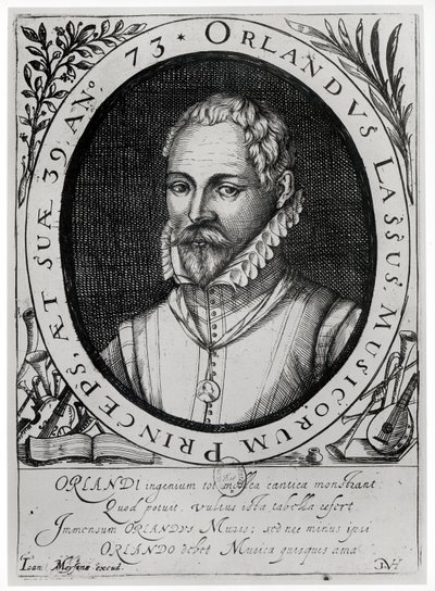 Roland de Lassus (1532-94) portréja (metszet) (bw fotó) alkotó: Flemish School