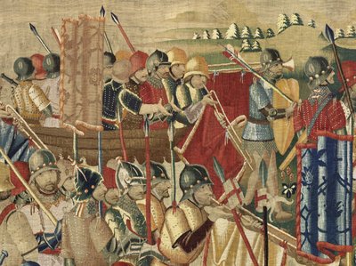 V. Alfonso portugál király hódításait bemutató kárpit (Conquistas de Alfonso V de Portugal), Tournai. Részlet. (Gyapjú és selyem) alkotó: Flemish School
