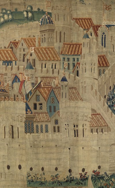 V. Alfonso portugál király hódításait bemutató gobelin (Conquistas de Alfonso V de Portugal), Tournai. Részlet. (Gyapjú és selyem) alkotó: Flemish School