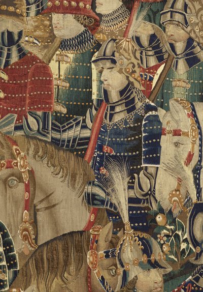 V. Alfonso portugál király hódításait bemutató gobelin (Conquistas de Alfonso V de Portugal), Tournai. Részlet. (Gyapjú és selyem) alkotó: Flemish School