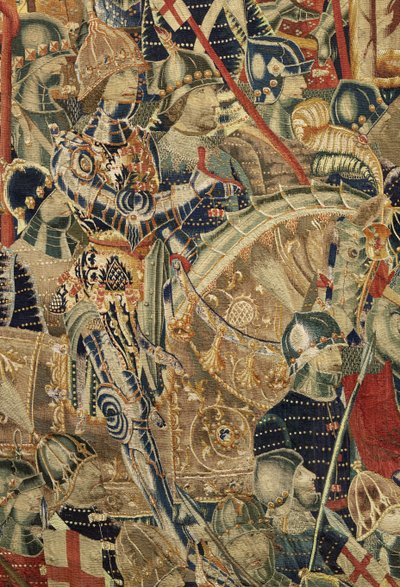 V. Alfonso portugál király hódításait bemutató gobelin (Conquistas de Alfonso V de Portugal), Tournai. Részlet. (Gyapjú és selyem) alkotó: Flemish School