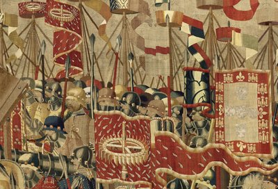 V. Alfonso portugál király hódításait bemutató gobelin (Conquistas de Alfonso V de Portugal), Tournai. Részlet. (Gyapjú és selyem) alkotó: Flemish School