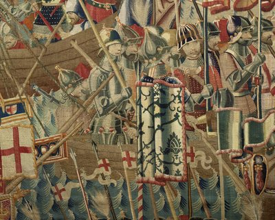 V. Alfonso portugál király hódításait bemutató gobelin (Conquistas de Alfonso V de Portugal), Tournai. Részlet. (Gyapjú és selyem) alkotó: Flemish School