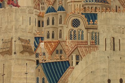 V. Alfonso portugál király hódításait bemutató gobelin (Conquistas de Alfonso V de Portugal), Tournai. Részlet. (Gyapjú és selyem) alkotó: Flemish School