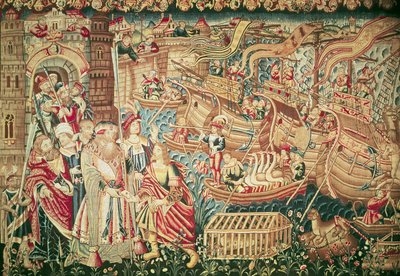 Vasco da Gama (kb. 1469-1524) megérkezése Kalkuttába, 1498. május 20. alkotó: Flemish School