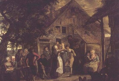 Vidám falusiak egy parasztház előtt alkotó: Flemish School