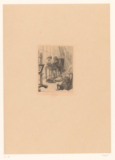 Oude man leest in een studerkamer Modern művészet A Grimoire olvasása A múlt bibliofilja alkotó: Félicien Rops (signed by artist)