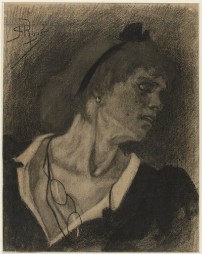 Egy nő mellszobra egy lorgnette-vel a nyakában alkotó: Félicien Rops