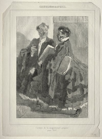 Krinolinográfiák (1857-re javasolt bírói jelmez) alkotó: Félicien Rops