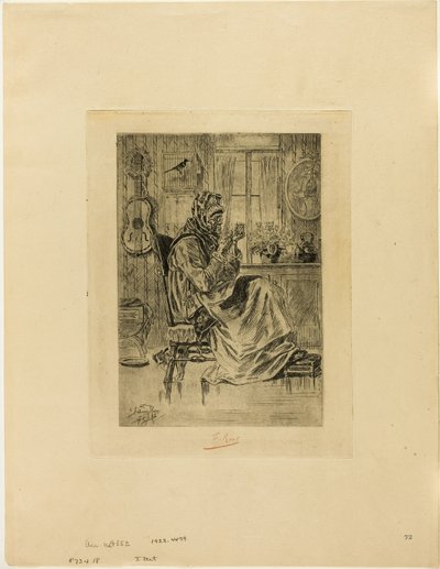 öregasszony tűvel alkotó: Félicien Rops