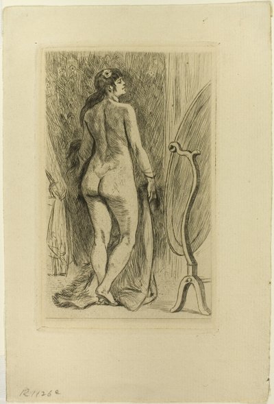Álló nő bundával alkotó: Félicien Rops
