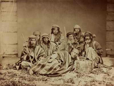 Album Damas et Baalbek: Őslakos szíriaiak csoportja hagyományos ruhákban alkotó: Félix Bonfils